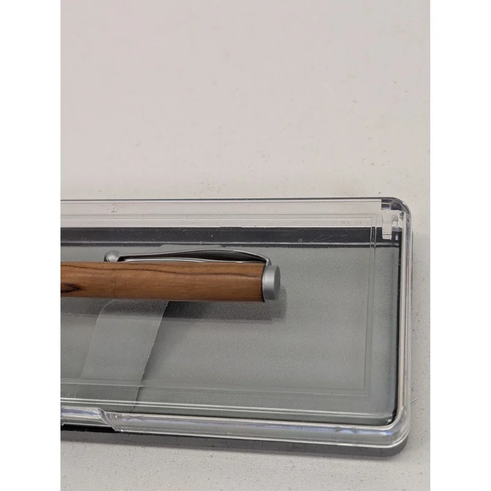 Slimline Twist Ballpoint Pen Oak Wood Satin Silver Finish Gift Boxed Handcrafted